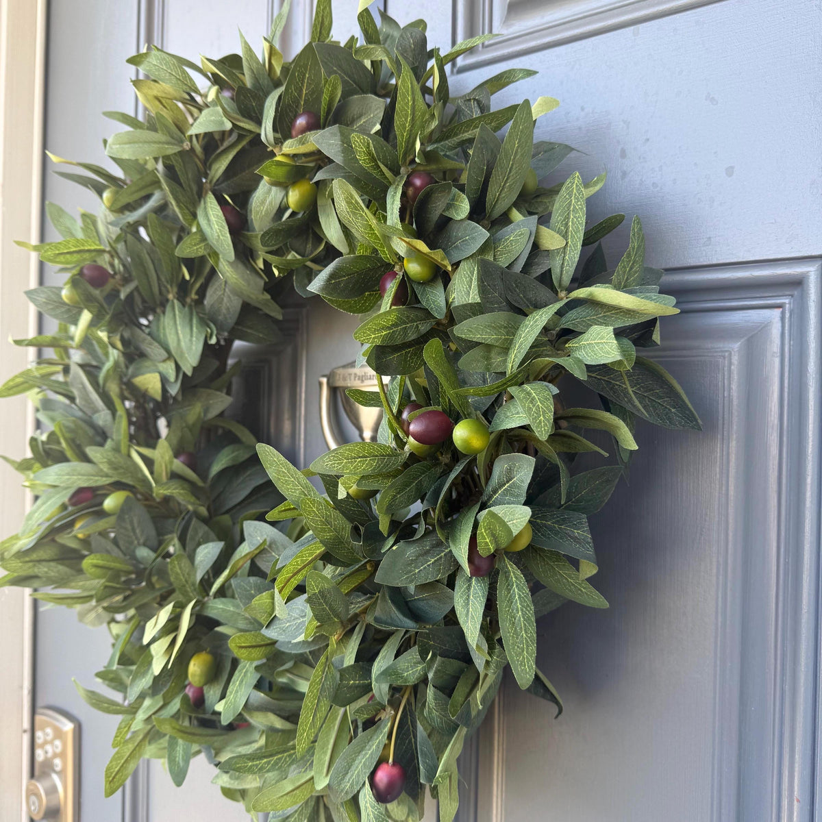 Year round greenery wreath, handmade olive branch wreath for your front door, All seasons wall decor, Rustic farmhouse decoration