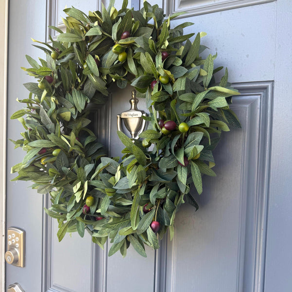 Year round greenery wreath, handmade olive branch wreath for your front door, All seasons wall decor, Rustic farmhouse decoration