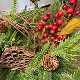 Christmas table arrangement in a birch container. Christmas gift arrangement , Hostess holiday gift, Table decoration for holiday, 20” long