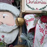 Santa wreath, Christmas wreath for front door, xmas wreath, Holiday wreath, Rustic Santa Wreath, Primitive Santa Wreath, Christmas decor xl