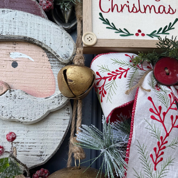 Santa wreath, Christmas wreath for front door, xmas wreath, Holiday wreath, Rustic Santa Wreath, Primitive Santa Wreath, Christmas decor xl