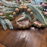 Personalized Christmas ornament, Wood beaded ornament with personal wooden tag. Co worker wreath ornament, Thank you, Holiday gifts! 4”-5”