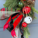 Christmas front door swag, Winter swag, Rustic swag, Traditional holiday door decor, Christmas pine decor, Wreath for front door 32” length