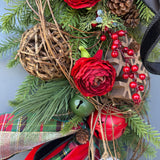 Christmas front door swag, Winter swag, Rustic swag, Traditional holiday door decor, Christmas pine decor, Wreath for front door 32” length