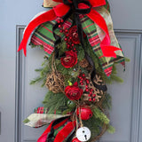 Christmas front door swag, Winter swag, Rustic swag, Traditional holiday door decor, Christmas pine decor, Wreath for front door 32” length