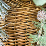 Winter Front Door Basket Wreath, Snowy Pine Birdhouse Basket, Christmas wreath decoration, Winter decor for door