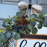 Front door decor, Wooden door sign, Everyday door sign with black, white and damask design with a rustic twist with texture.