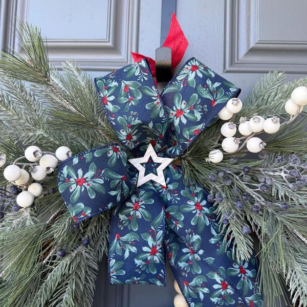 Christmas front door wreath, Religious wreath, Handmade wreath, Front door decor, Painted sign with Jesus, Mary and Joseph in a manger.