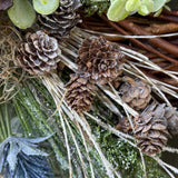 Winter front door wreath, Holiday wreath, Natural snowy wreath design, Home decor gift, Rustic icy wreath, 24” wreath