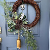 Winter front door wreath, Holiday wreath, Natural snowy wreath design, Home decor gift, Rustic icy wreath, 24” wreath