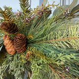 Winter wreath with rustic brass bell |Housewarming gift | Rustic style front door wreath | Natural evergreen wreath decor