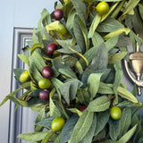 Year round greenery wreath, handmade olive branch wreath for your front door, All seasons wall decor, Rustic farmhouse decoration