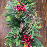Christmas table arrangement in a birch container. Christmas gift arrangement , Hostess holiday gift, Table decoration for holiday, 20” long