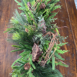 Winter table centerpiece in a birch container. Christmas gift arrangement, Hostess holiday gift, Table decoration for holiday. 20” long