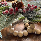 Personalized Christmas ornament, Wood beaded ornament with personal wooden tag. Co worker wreath ornament, Thank you, Holiday gifts! 4”-5”