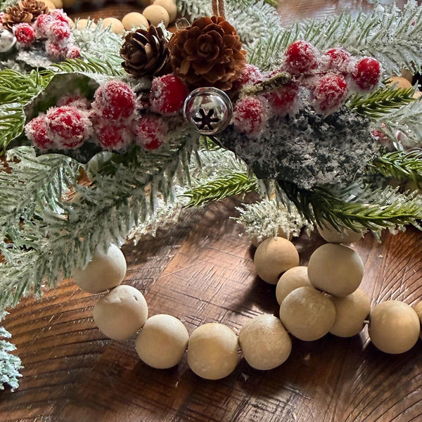 Personalized Christmas ornament, Wood beaded ornament with personal wooden tag. Co worker wreath ornament, Thank you, Holiday gifts! 4”-5”