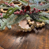 Personalized Christmas ornament, Wood beaded ornament with personal wooden tag. Co worker wreath ornament, Thank you, Holiday gifts! 4”-5”