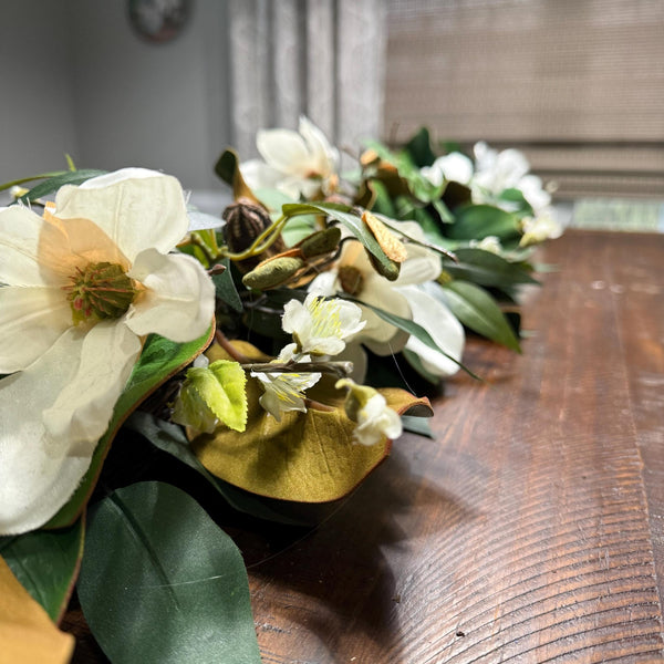 Magnolia garland, rustic garland for mantle, table decor, southern charm magnolia decoration
