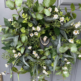 Front door greenery wreath, lush handmade with an assortment of eucalyptus, all seasons wreath, modern cottage wreath design in 3 sizes.