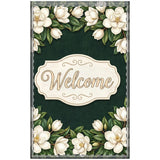 White Magnolia Welcome Outdoor Flag with Rod Pocket | Floral Garden Decor