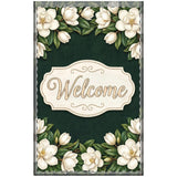 White Magnolia Welcome Outdoor Flag with Rod Pocket | Floral Garden Decor
