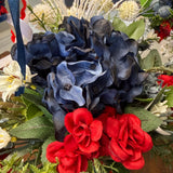Patriotic Floral Red White Blue lanterns, Porch Decor, 4th of July Decor, America’s Birthday Decor, Comes in a pair one red, one blue.