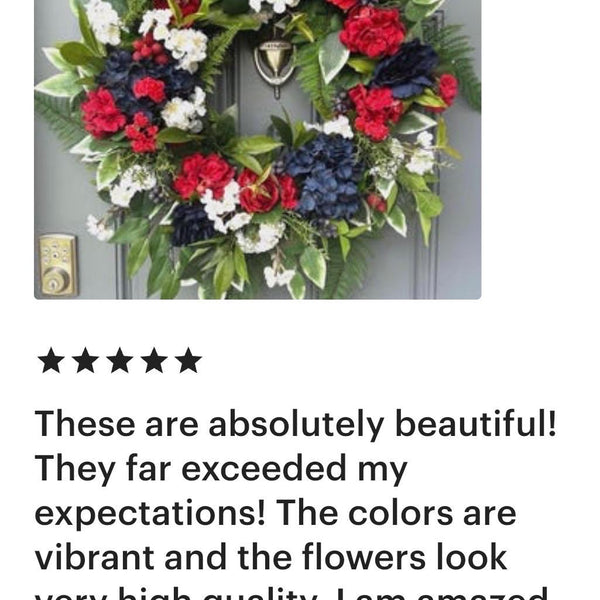 Patriotic Floral Red White Blue lanterns, Porch Decor, 4th of July Decor, America’s Birthday Decor, Comes in a pair one red, one blue.