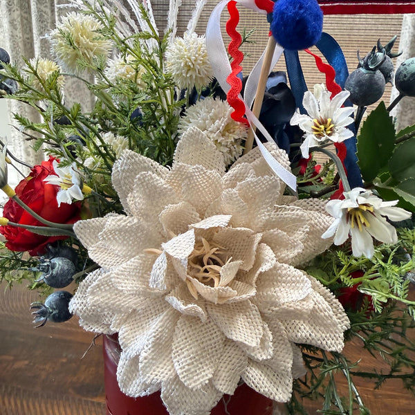 Patriotic Floral Red White Blue lanterns, Porch Decor, 4th of July Decor, America’s Birthday Decor, Comes in a pair one red, one blue.