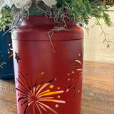 Patriotic Floral Red White Blue lanterns, Porch Decor, 4th of July Decor, America’s Birthday Decor, Comes in a pair one red, one blue.