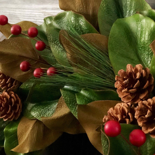Magnolia Christmas Wreath For Front Door
