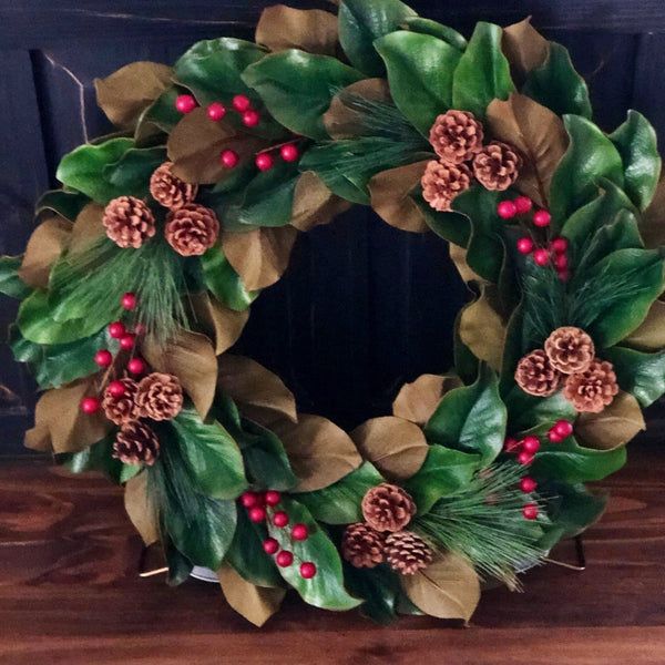 Magnolia Christmas Wreath For Front Door