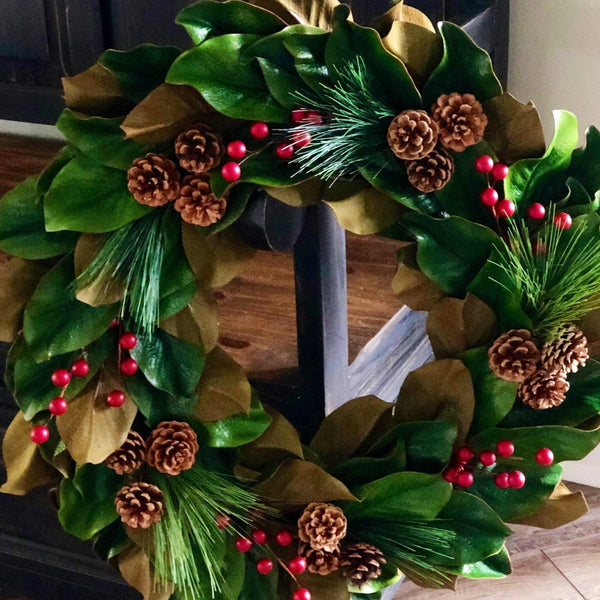 Magnolia Christmas Wreath For Front Door