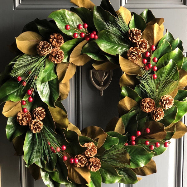 Magnolia Christmas Wreath For Front Door