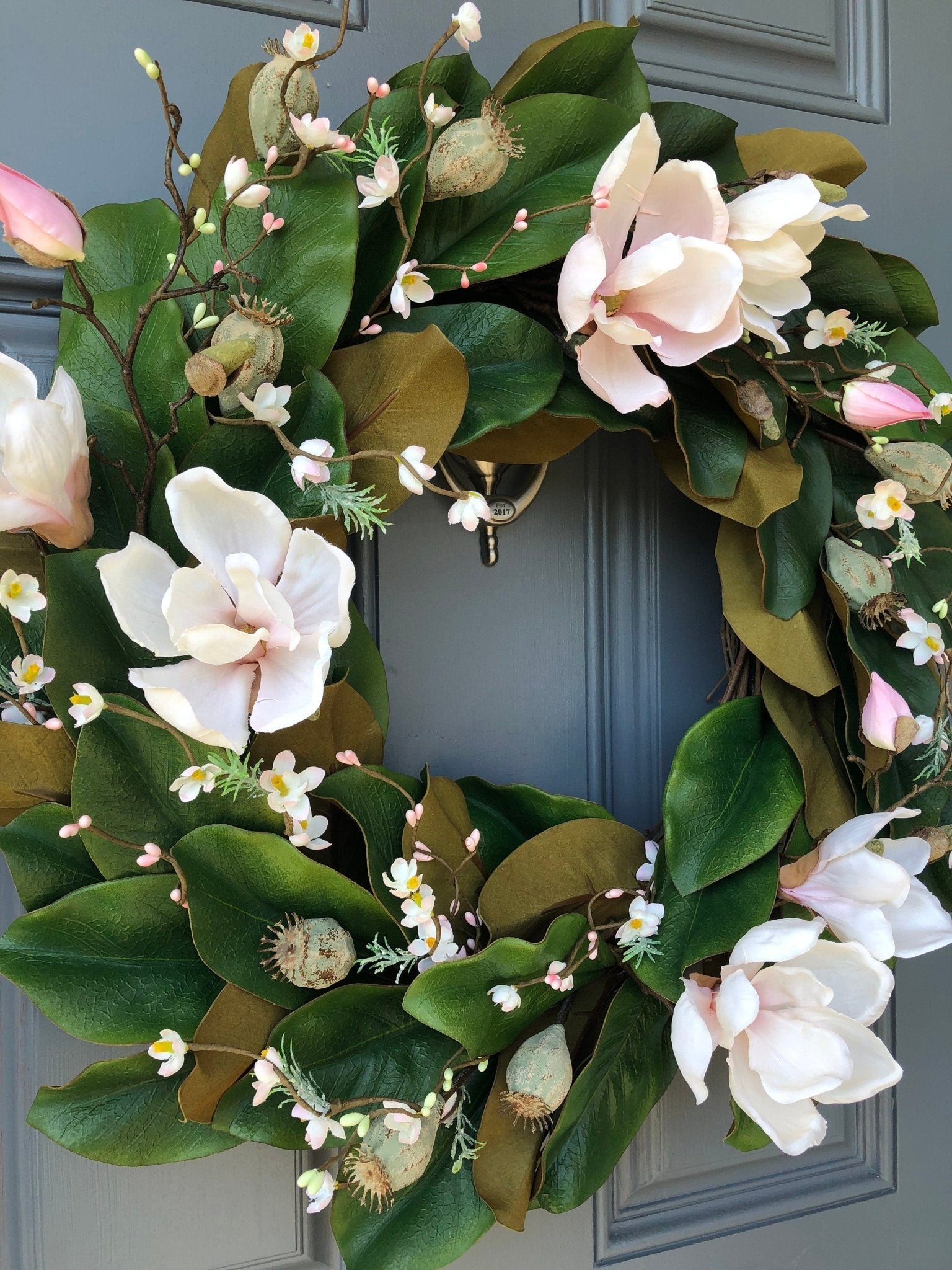 Magnolia Wreath, Magnolia Blossoms, Wreath For Christmas, Realistic Magnolia Leaves, 2024 thevillagewreathco, Magnolia Leaves And Blossoms