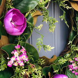 Magnolia Wreath With Purple Magnolia Flowers