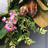 Magnolia Wreath With Purple Magnolia Flowers