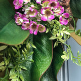 Magnolia Wreath With Purple Magnolia Flowers