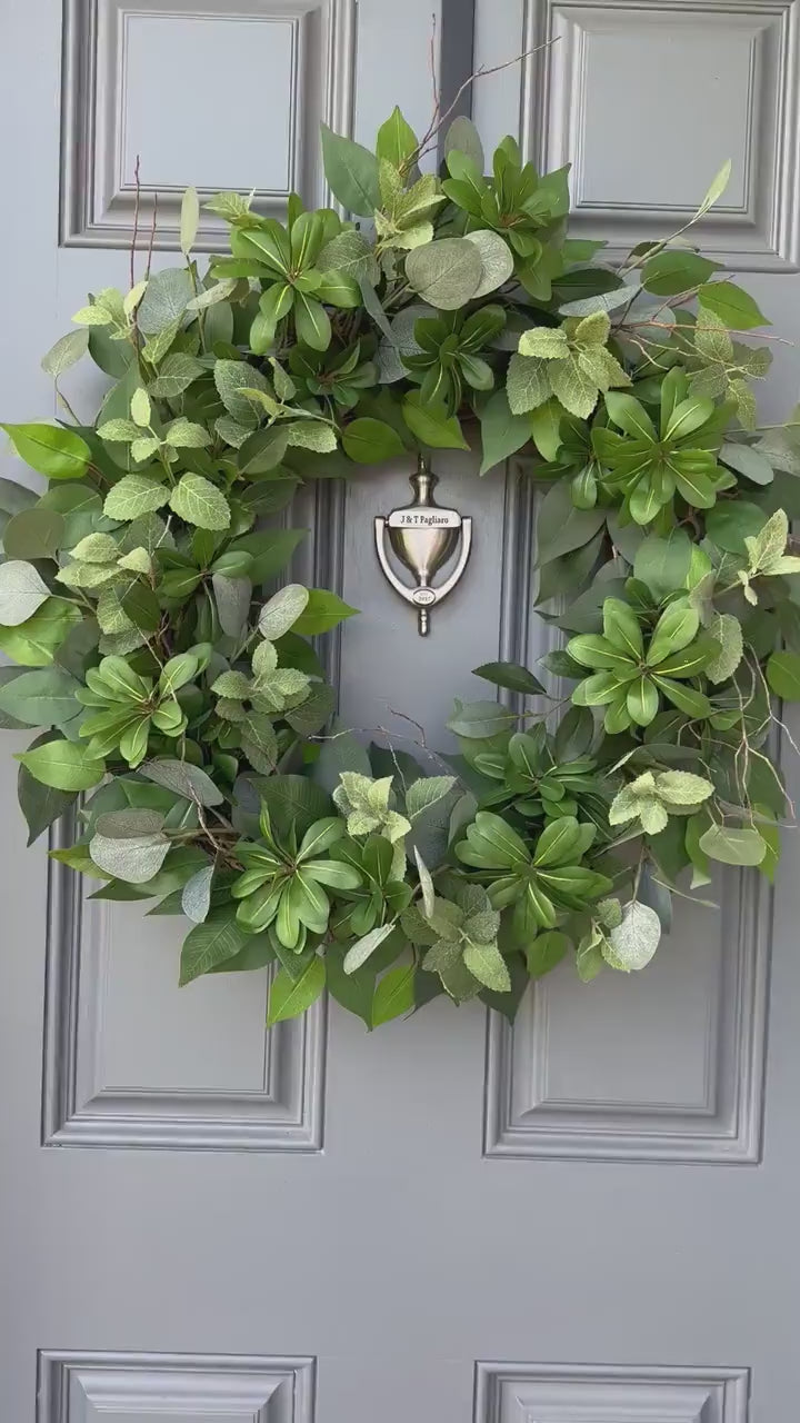 Eucalyptus greenery wreath handmade for your front door, This all seasons wreath will add to the charm and coziness of your home