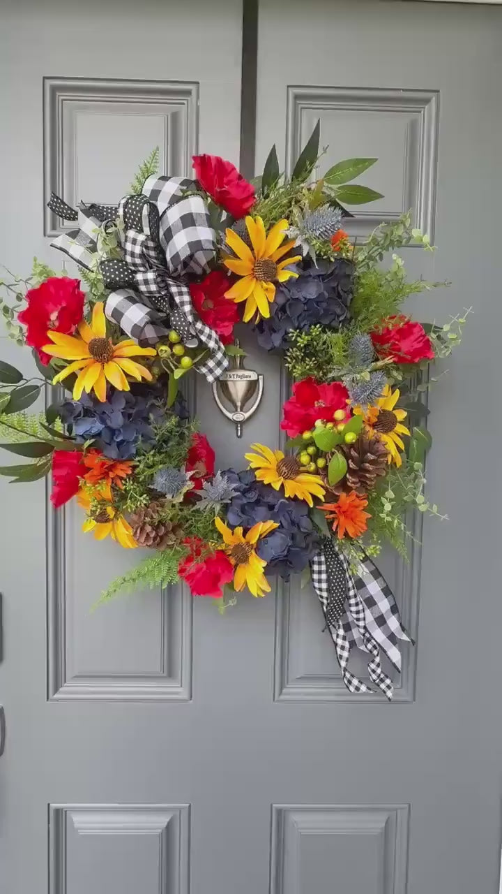 Colorful front door wreath