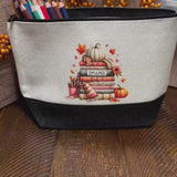 Personalized cosmetic bag for the fall and book lover. Pencil case. Matching accessories. Perfect custom gift!