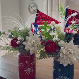 Patriotic Floral Red White Blue lanterns