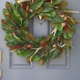 Fall magnolia front door wreath, Autumn magnolia wreath, rust orange wreath, Thanksgiving wreath, hostess gift, fall wall decor, faux wreath