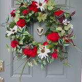 Front door geranium wreath