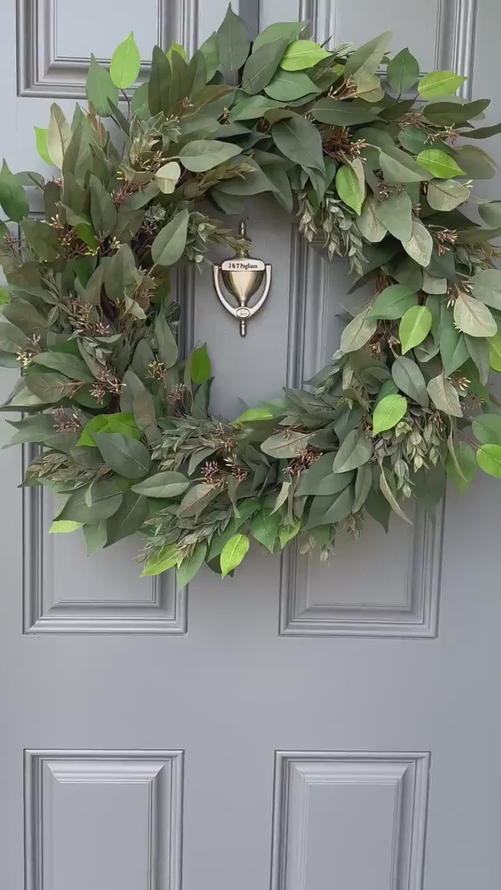 Eucalyptus and greenery Wreath.  Available in four sizes.