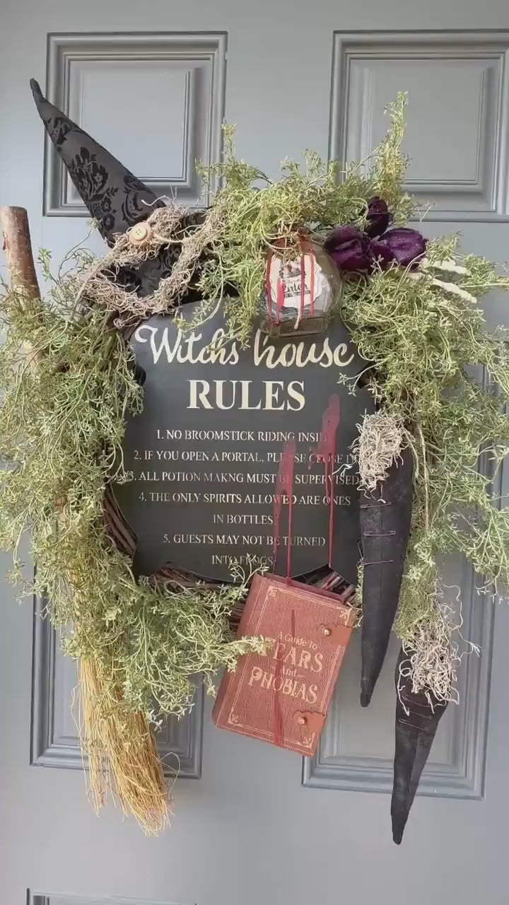 Spooky Halloween Wreath Witch's Rules Wreath