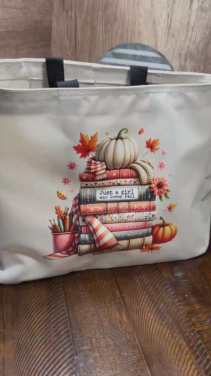 Personalized tote bag for the fall and book lover. The this bag is perfect for carry your lunch