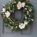 Magnolia Front Door Wreath, Modern Farmhouse Wreath Decor, Year Round Wreath, Cottagecore, Housewarming Gift, sizes 20”, 24”, 30”