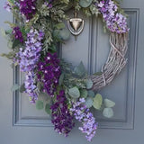 Eucalyptus and lilac front door wreath