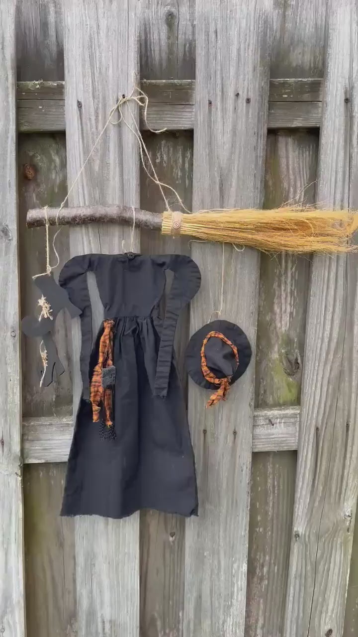 Primitive witch halloween wreath