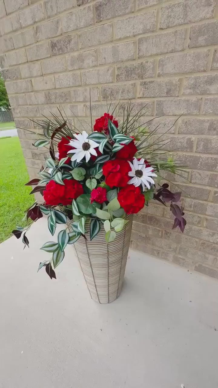 Red geranium urn/pot filler